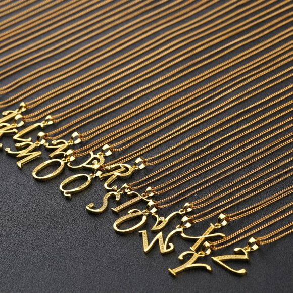 Initial Alphabet Necklace 18K Gold Plated - Picture 2 of 5